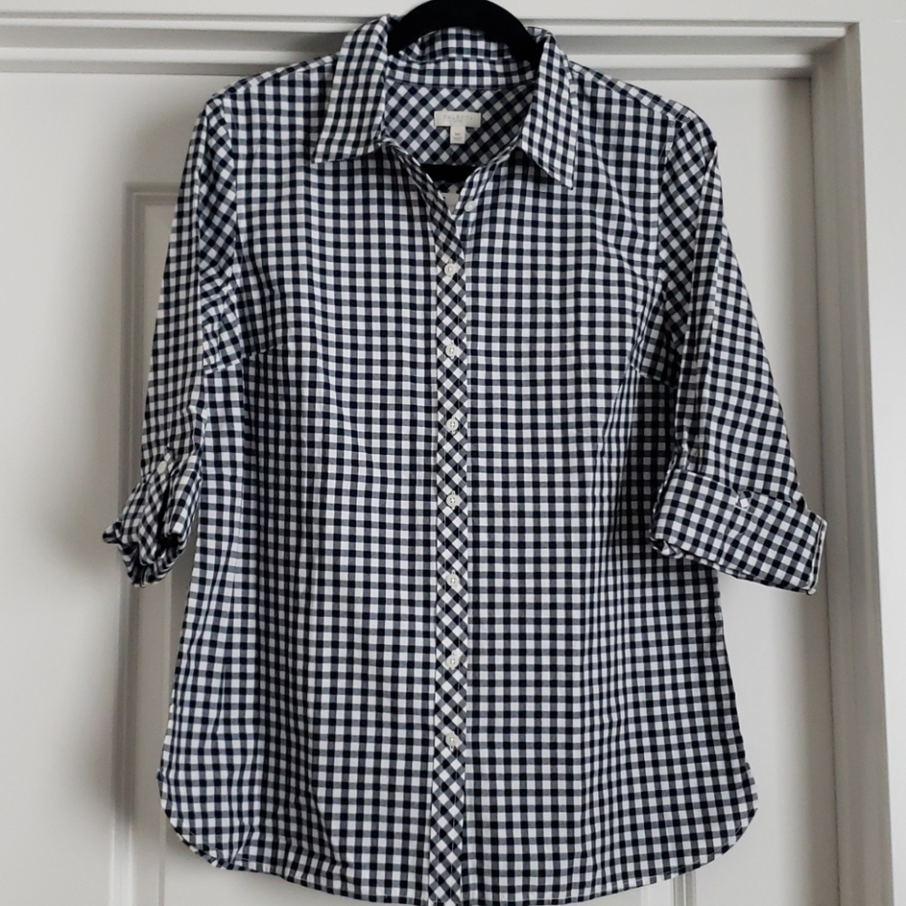 Talbots Women's Black Plaid Button-down
